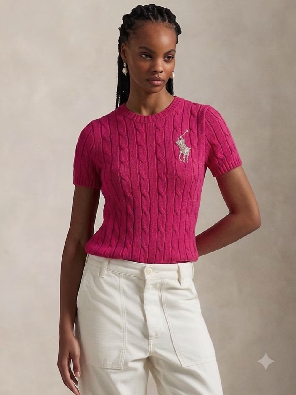 🌸💗🌸 Polo Ralph Lauren cable knit short-sleeve sweater